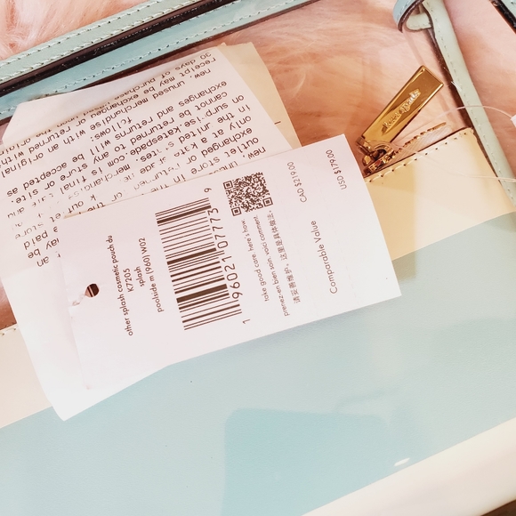 Kate spade other splash cosmetic pouch make up beauty stripe blue poolside nwt - Picture 3 of 5
